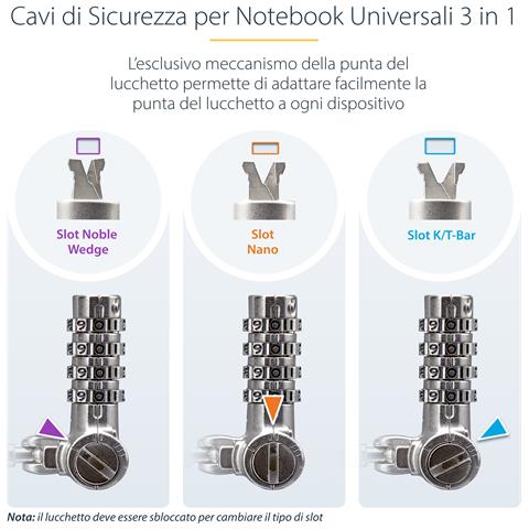 StarTech.com Cavo di sicurezza per computer con chiave master, compatibile con Nano /K-Slot, cavo antifurto resistente al taglio, blocco universale per computer portatile da 2m, confezione da 25 pezzi - Foto 19