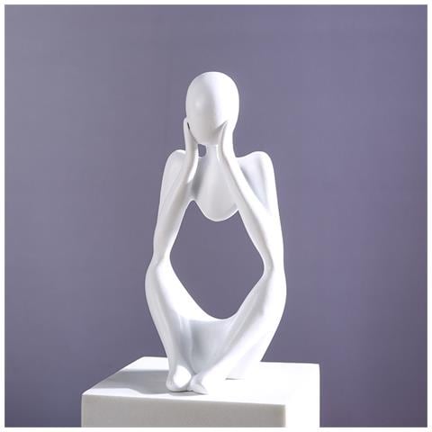 Figurina Del Pensatore Astratto - Decorazione Per La Casa In Resina White - Foto 2