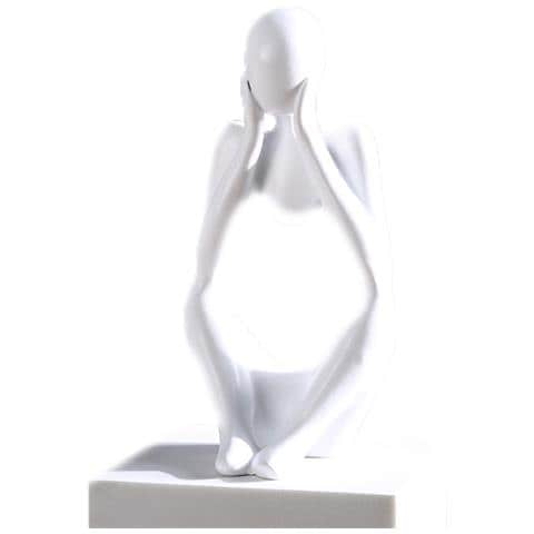 Figurina Del Pensatore Astratto - Decorazione Per La Casa In Resina White - Foto 1