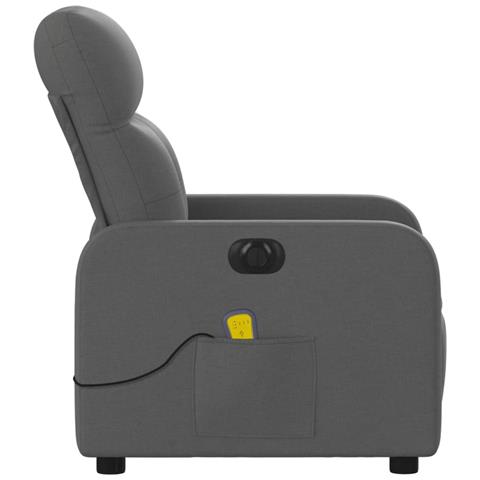 Poltrona Reclinabile Massaggio Elettrica Grigio Scuro Tessuto - Foto 9