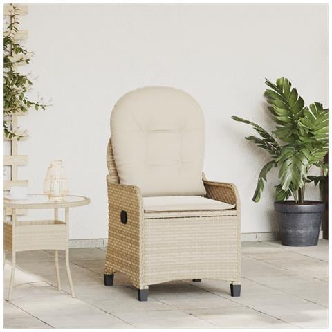 Poltrona reclinabile con cuscino Beige in polyrattan - Foto 2