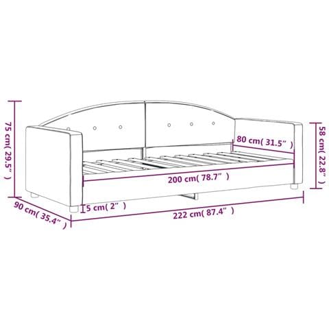 Letto da Giorno Grigio Scuro 80x200 cm in Velluto - Foto 8