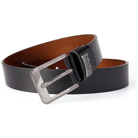 Cintura Da Uomo Con Fibbia Ad Ardiglione In Pelle Pu, 120 Cm, Marrone Caffè Black - Foto 2