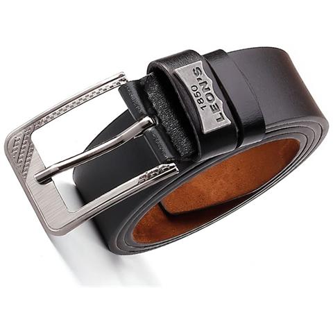 Cintura Da Uomo Con Fibbia Ad Ardiglione In Pelle Pu, 120 Cm, Marrone Caffè Black - Foto 4