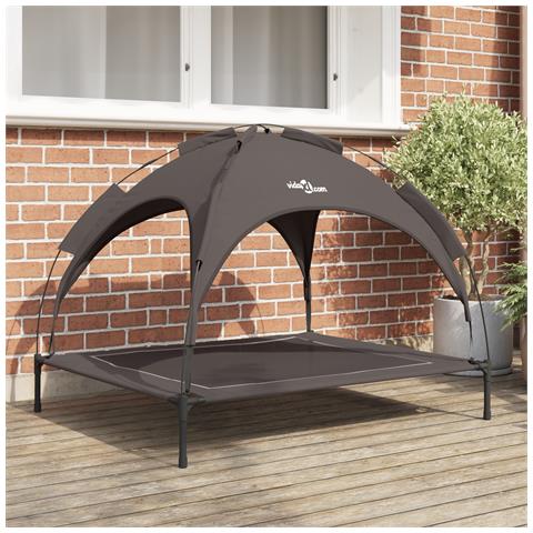 Letto rialzato per cani con tetto rimovibile Marrone XL Acciaio - Foto 2