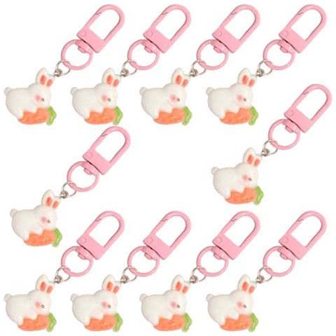 Set Di 10 Portachiavi Con Ciondolo Coniglietto E Carota - Accessorio Kawaii - Foto 1