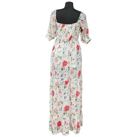 Abito A Fiori Al Ginocchio Con Bretelle Lenia Bianco Taglia 40 Leggero - Foto 1