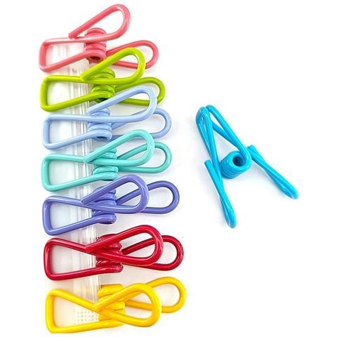 Mollette Da Bucato In Metallo Colorato - Confezione Da 8, Rivestite In Pvc, Antivento Per Asciugare Calze E Vestiti - Foto 1