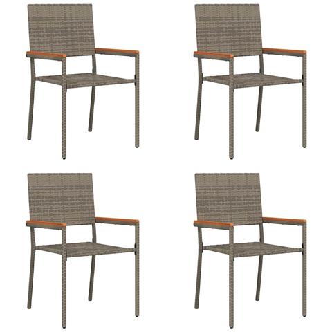 Sedie impilabili da giardino 4 pcs Grigio e Marrone - Foto 1