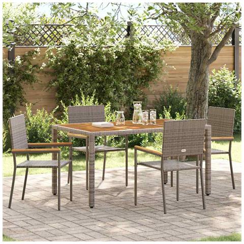 Sedie impilabili da giardino 4 pcs Grigio e Marrone - Foto 2