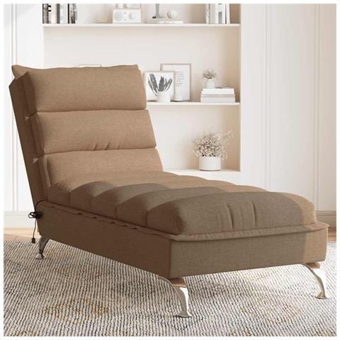 Chaise Longue Massaggi con Cuscini Marrone in Tessuto - Foto 2