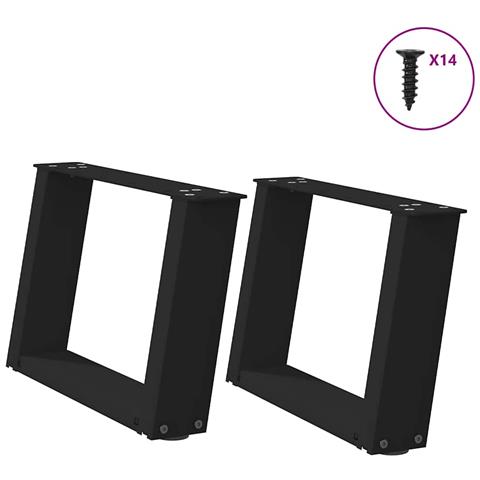 Gambe per Tavolino da Caffè a Forma di U 2 pz Nere 40x(30-31) cm Acciaio - Foto 1