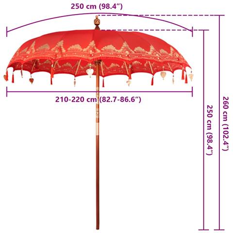 Parasol Balinese Rosso (210-220) x 260 cm - Foto 8