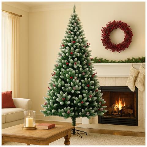 Albero Di Natale Mingerl 240cm Con Punte Innevate 1624 E Bacche Super Folto - Foto 1
