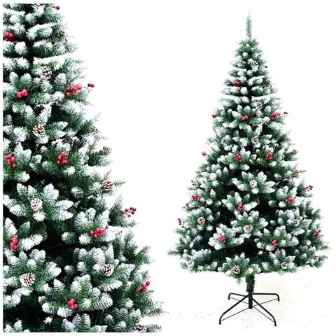 Albero Di Natale Mingerl 240cm Con Punte Innevate 1624 E Bacche Super Folto - Foto 4