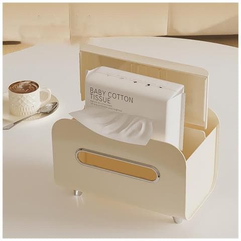 Porta Fazzoletti Multifunzionale Con Supporto Per Telefono E Contenitore - Elegante Dispenser In Abs Beige - Foto 2