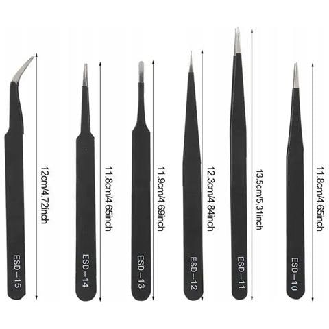 Set Di Pinzette Di Precisione Esd-10 A Esd-15 - Antimagnetiche, Resistenti Agli Acidi | Acciaio Inossidabile | Per Elettronica E Lavori Di Precisione - Foto 2