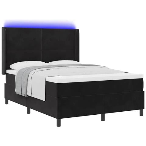 Letto a molle con testiera Nero 140 x 200 cm Velluto - Foto 1