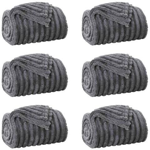 Coperte da Pile 6 pcs Grigio scuro 200 x 150 cm Panno - Foto 1