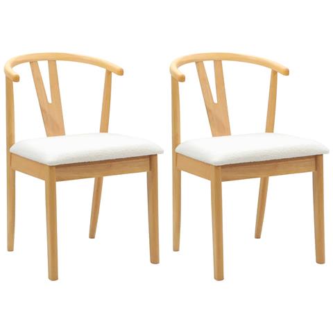 Sedia da pranzo 2 pcs Naturale e chiaro Legno di gomma solido - Foto 1