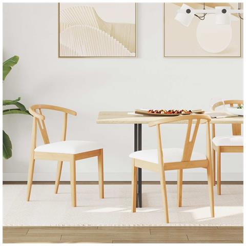 Sedia da pranzo 2 pcs Naturale e chiaro Legno di gomma solido - Foto 2