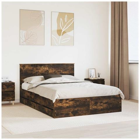 Struttura del letto con cassetto Rovere fumé 140 x 190 cm - Foto 2