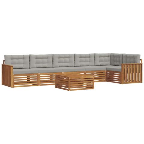 Set di divani da esterno 7 pcs Grigio Naturale e Chiaro - Foto 1