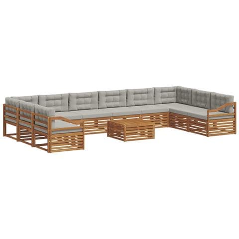 Set divani con cuscino 11 pcs Grigio Naturale e Chiaro - Foto 1