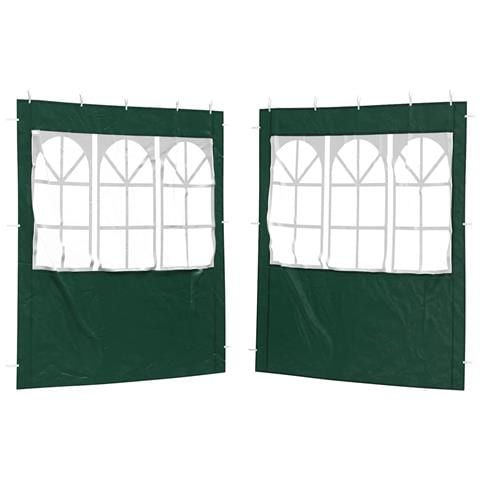 Parete per tenda da festa 2 pcs 200 x 195 cm Verde PE e Acciaio - Foto 1
