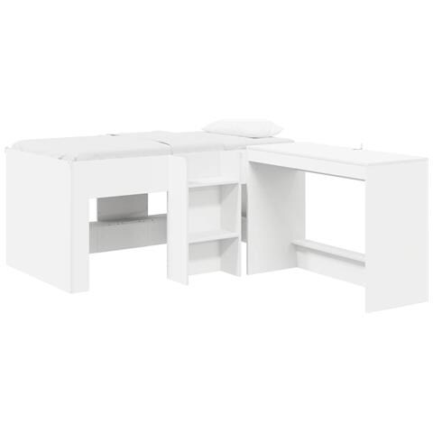 Letto alto per bambini con scrivania Bianco 80 x 160 cm - Foto 1