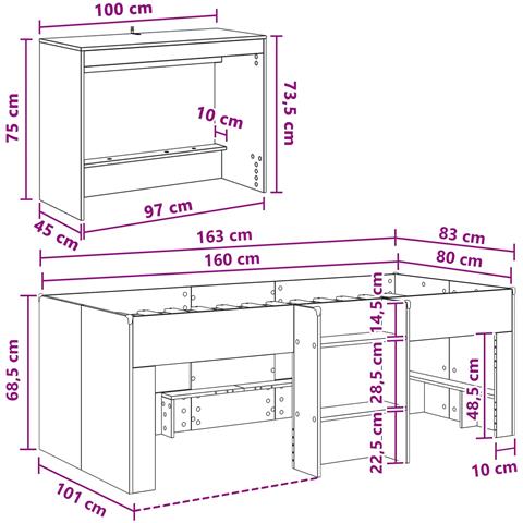 Letto alto per bambini con scrivania Bianco 80 x 160 cm - Foto 7