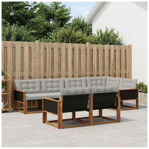Set di divani da esterno 7 pcs Naturale e Grigio Chiaro - Foto 2