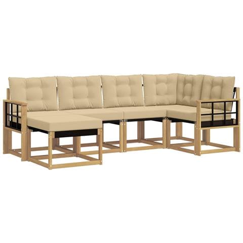 Set di divani da esterno con cuscino 6 pcs Bianco e Beige - Foto 1