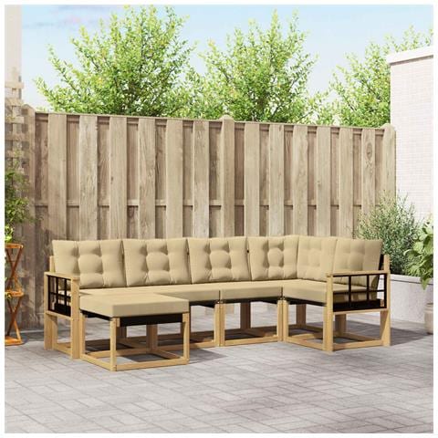 Set di divani da esterno con cuscino 6 pcs Bianco e Beige - Foto 2