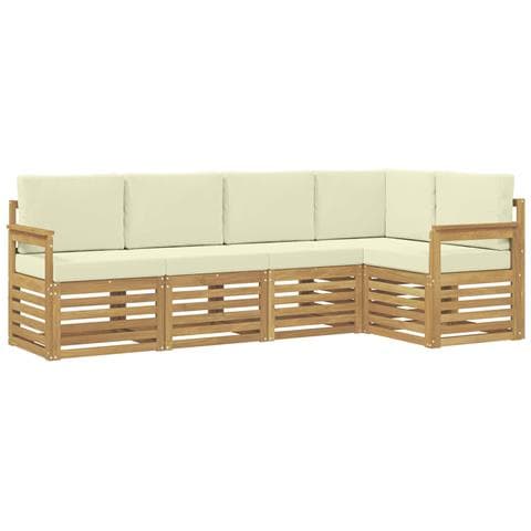 Set di divani da esterno 5 pcs Bianco e Crema - Foto 1