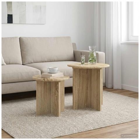 Set tavolini 2 pcs Rovere Sonoma Legno ingegnerizzato - Foto 2