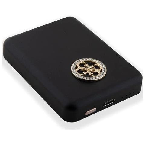 Guess Magsafe 4g Logo In Metallo Strass 5w 3000mah Powerbank Induzione - Nero - Foto 1