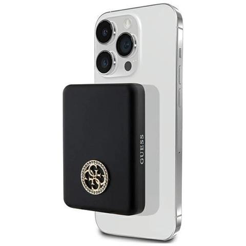 Guess Magsafe 4g Logo In Metallo Strass 5w 3000mah Powerbank Induzione - Nero - Foto 2