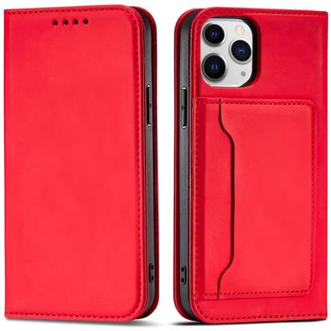 Custodia Magnetica Per Iphone 12 Pro Max, Portafoglio Per Carte, Supporto Per Carte, Rosso. - Foto 1