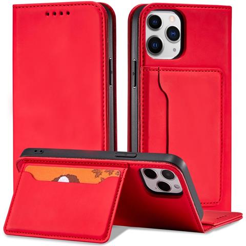 Custodia Magnetica Per Iphone 12 Pro Max, Portafoglio Per Carte, Supporto Per Carte, Rosso. - Foto 2