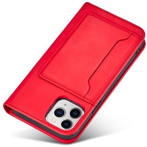 Custodia Magnetica Per Iphone 12 Pro Max, Portafoglio Per Carte, Supporto Per Carte, Rosso. - Foto 7