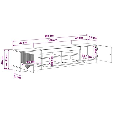 Mobile TV LED a 5 pezzi Legno antico Legno ingegnerizzato - Foto 2