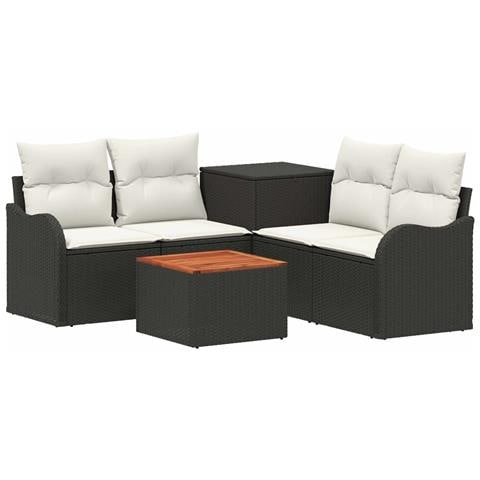 Set di divani 6 pz Nero e Bianco Crema - Foto 1