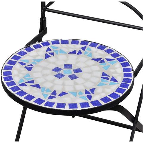 Sedie da Bistrot Pieghevoli 2 pz in Ceramica Blu e Bianco - Foto 7