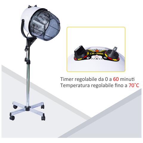 Casco Asciugacapelli Professionale Con Ruote, Altezza Regolabile E Timer - Foto 6