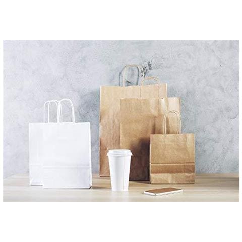 20 Sacchetti Marroni A Coste Paper Carrier Con Maniglie Twist Forti - Piccolo - 180x220x80mm 7 X3 X8.6 - Foto 2