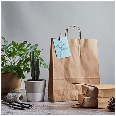 20 Sacchetti Marroni A Coste Paper Carrier Con Maniglie Twist Forti - Piccolo - 180x220x80mm 7 X3 X8.6 - Foto 4