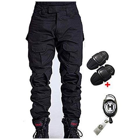 H Mondo Militare Dellesercito Ue Tattico Di Airsoft Di Paintball Di Ripresa Pantaloni Da Combattimento Pantaloni Degli Uomini Con Ginocchiere Nero (xxl)  - Foto 1