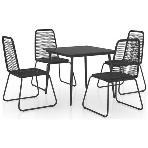 Set da Pranzo da Giardino 5 pz in Rattan PVC Nero - Foto 1