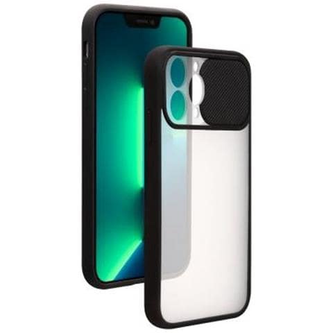 Cover Per Iphone 13 Pro Con Copertura Scorrevole Per Fotocamera, Nero Transparente - Foto 1